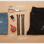 DIY Patched Skinny Jeans with Zippers Supplies