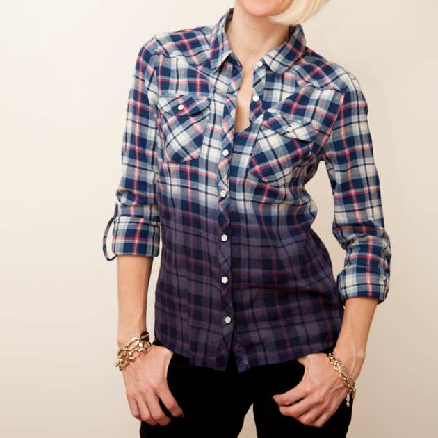 Dip Dye Plaid Shirt DIY