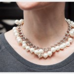 Large Chain and Pearl Necklace DIY Close Up