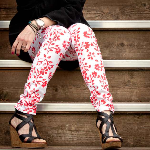 Printed Floral Jeans DIY