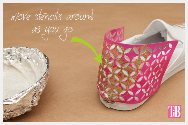 Stenciled DIY Sneakers Covering the Heel