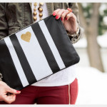 Leather Clutch DIY with Stripes and Heart Photo