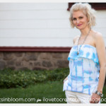 Origami Dyed Ruffle Tube Top Square Pattern Front