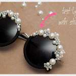 DIY Pearl Sunglasses Adding Pearls