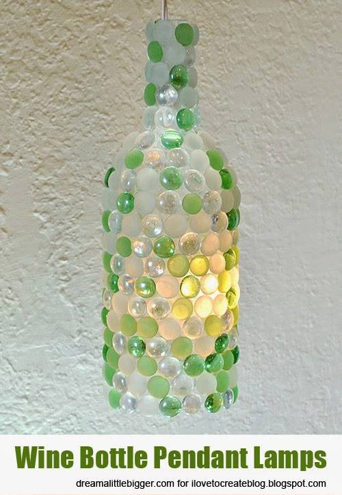 Wine Bottle Pendant Lamps by i Love To Create #ThursDIY