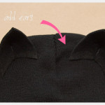 DIY Cat Beanie adding ears