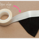 DIY Cat Beanie taping edge of ear
