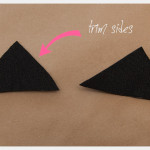 DIY Cat Beanie trim triangles to shape ears