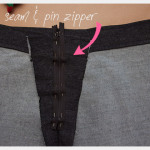 DIY Patched Skirt Pinning Zipper