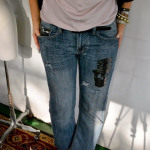 Sequin Skull Distressed Jeans by Anne Hollabaugh