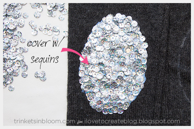 Sweater with Sequin Elbows DIY Pinning