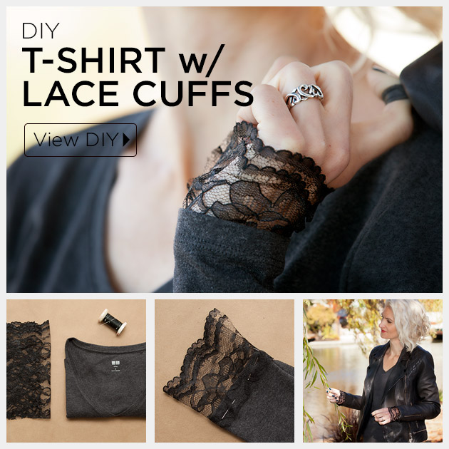 DIY T-Shirt with Lace Cuffs by Trinkets in Bloom
