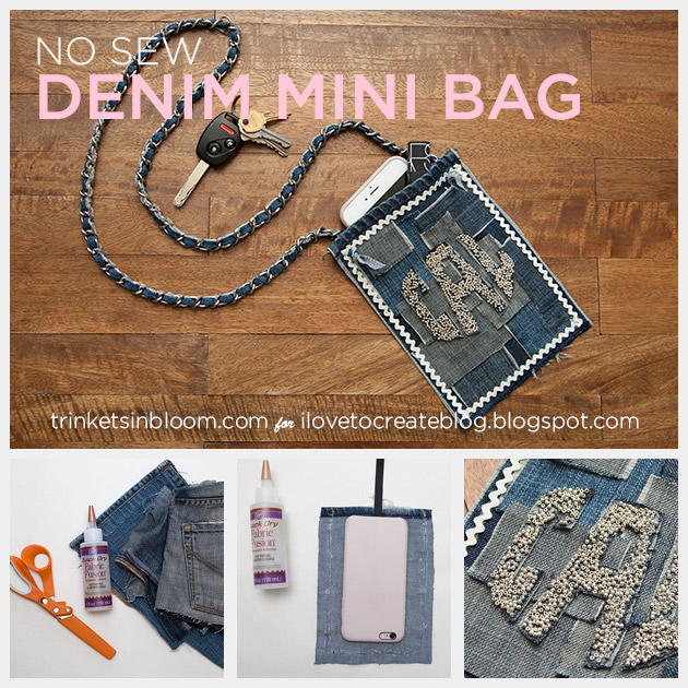 No Sew Denim Mini Bag by Trinkets in Bloom