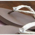 Chanel Inspired Flip Flops letting glue dry