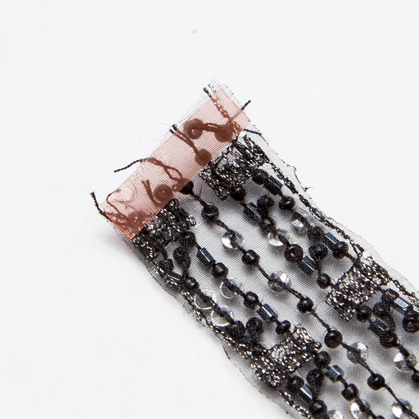 Scrap Ribbon Bracelet DIY tapping the end