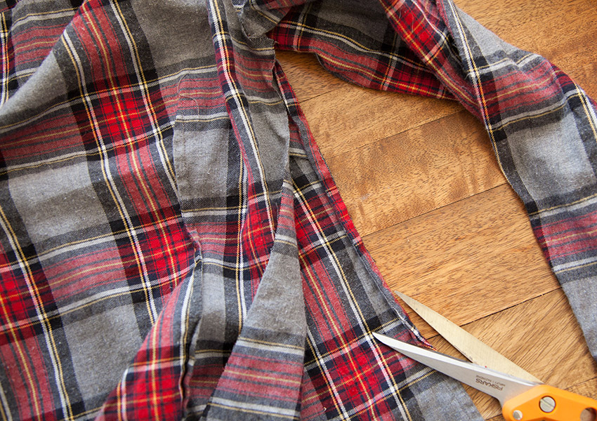 Patched Plaid Shirt DIY cutting sides