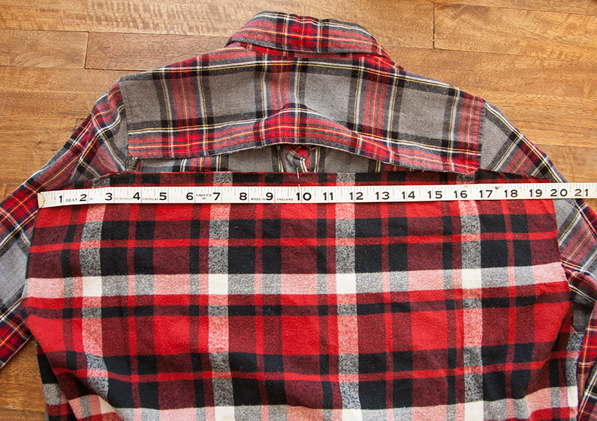 Patched Plaid Shirt DIY measuring back