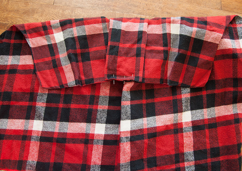 Patched Plaid Shirt DIY pinning the armhole