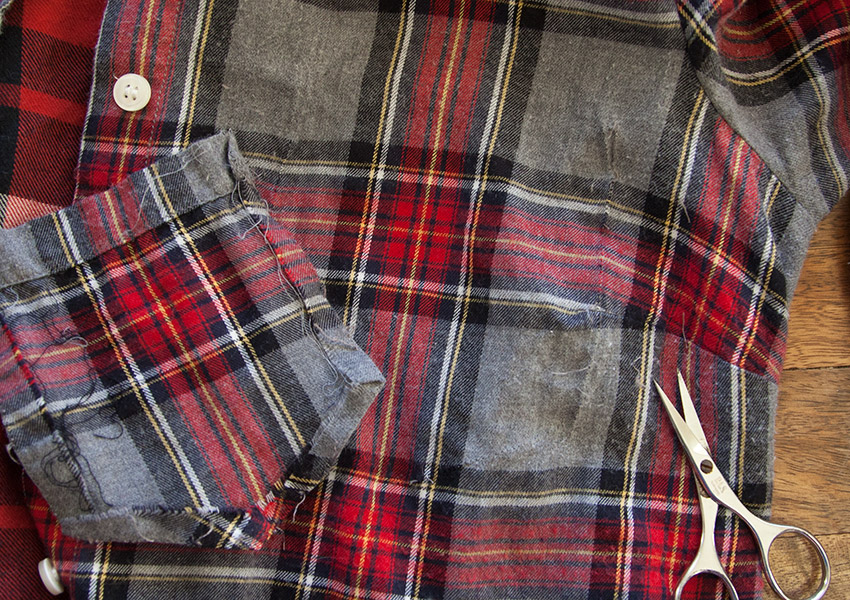 Patched Plaid Shirt DIY shirt pocket removed