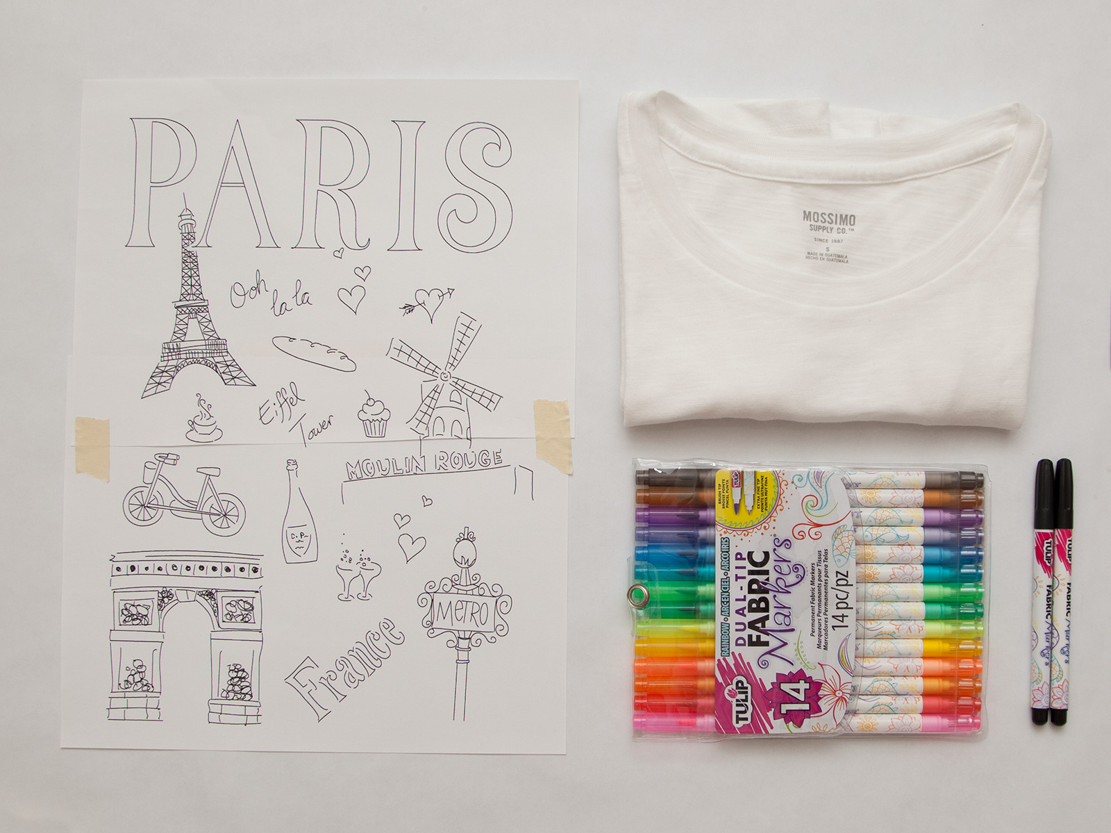 DIY Paris Doodle T-Shirt Supplies by Trinkets in Bloom