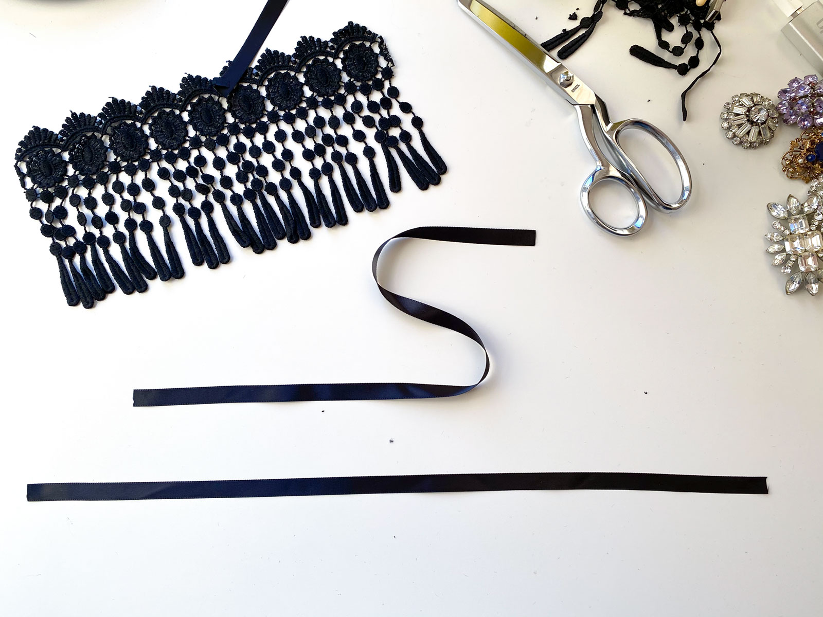 DIY Lace Choker with Fringe tutorial by Trinkets in Bloom